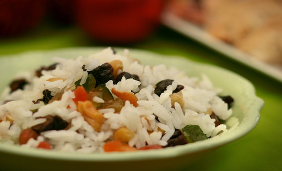 foto da receita Arroz com castanhas e passas